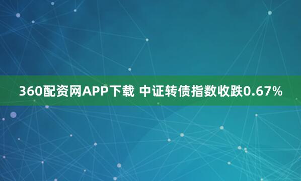 360配资网APP下载 中证转债指数收跌0.67%